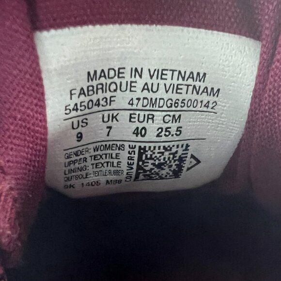 9 Women- Converse Chuck Taylor All Star Shoreline Slip On Maroon Silver Sneakers - Picture 14 of 15